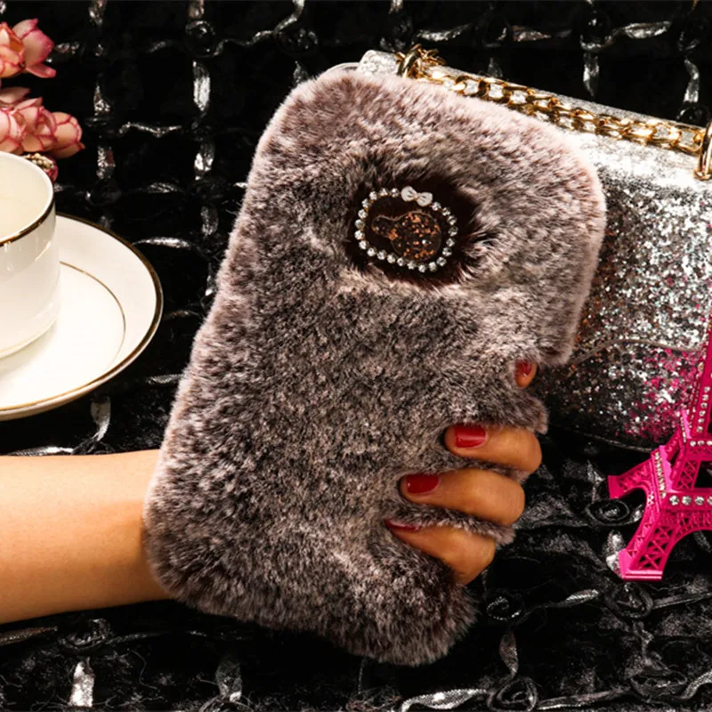 Плюшевые Чехлы из кроличьего меха с бриллиантами для телефона Desire 12 s сумка HTC U12 U11