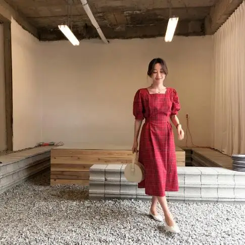 Женское приталенное платье средней длины в Корейском стиле Повседневное