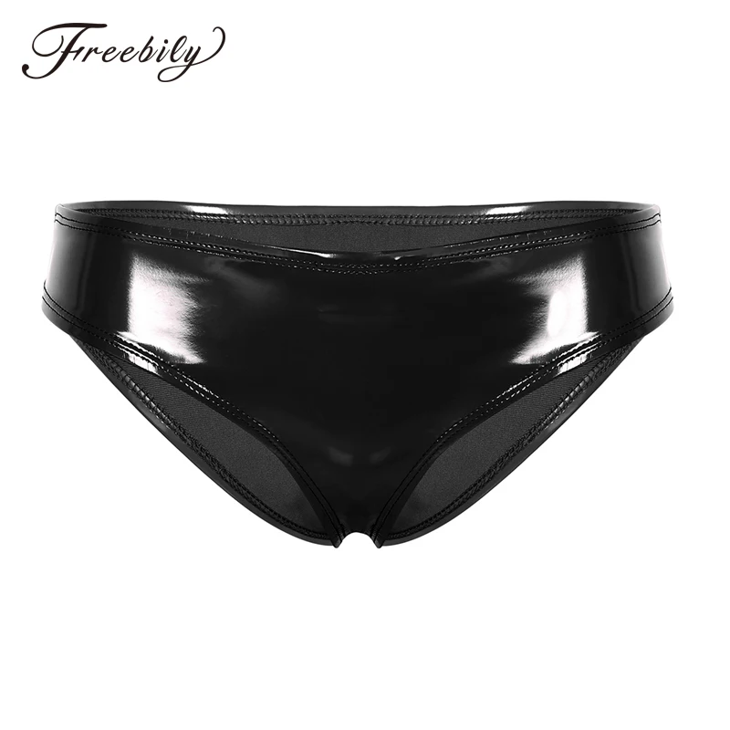 

Женское латексные трусы нижнее белье из лакированной кожи Wetlook с низкой посадкой