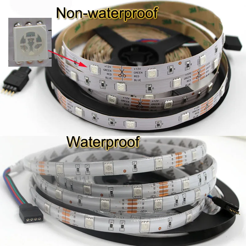 SMD 5050 музыкальная синхронизация RGB Светодиодная лента светильник 5 м 10 м 15 м 150 светодиодный водонепроницаемый гибкий ленточный диодный ленточный ИК-контроллер DC 12 В комплект адаптеров