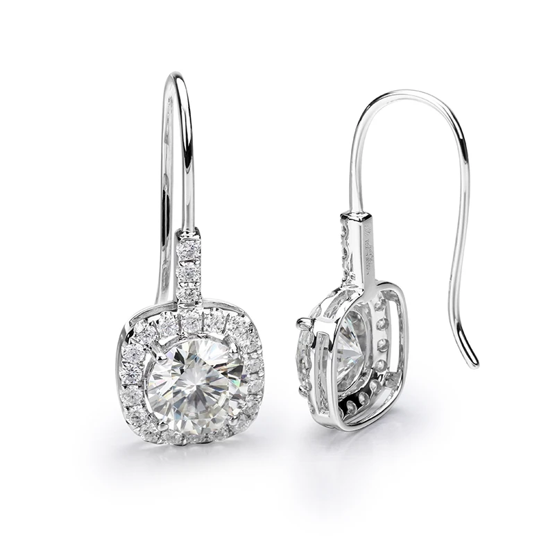 Мода Настоящее 18 К твердое белое золото 2.0CT круглый разрезанный Муассанит Алмаз