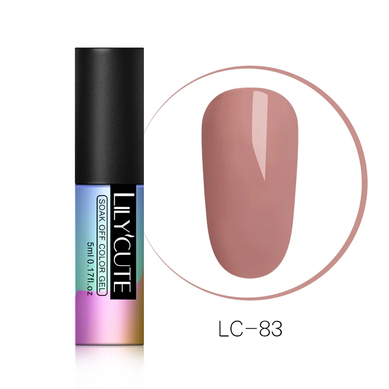 LC-83 LILYCUTE, 5 мл, серый, коричневый, кофейный цвет, Гель-лак, замачиваемый, УФ, чистый цветной гель для ногтей, лак для ногтей, долговечный Гель-лак для ногтей - Цвет: LC-83