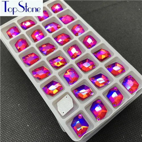 lt siam ab Стразы Topstone Cosmic с пришивным стеклом 13x17 мм 28 шт. все цвета с плоским основанием 2 отверстия пришивные камни для костюмированного платья - Цвет: lt siam ab