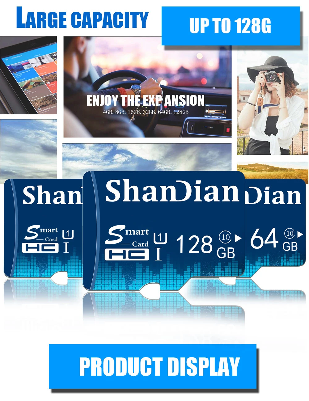 SHANDIAN карта памяти EVO 32G 95 МБ/с./с SDHC MicroSD 64 ГБ 8 ГБ 16 ГБ 4 к Micro SD TF