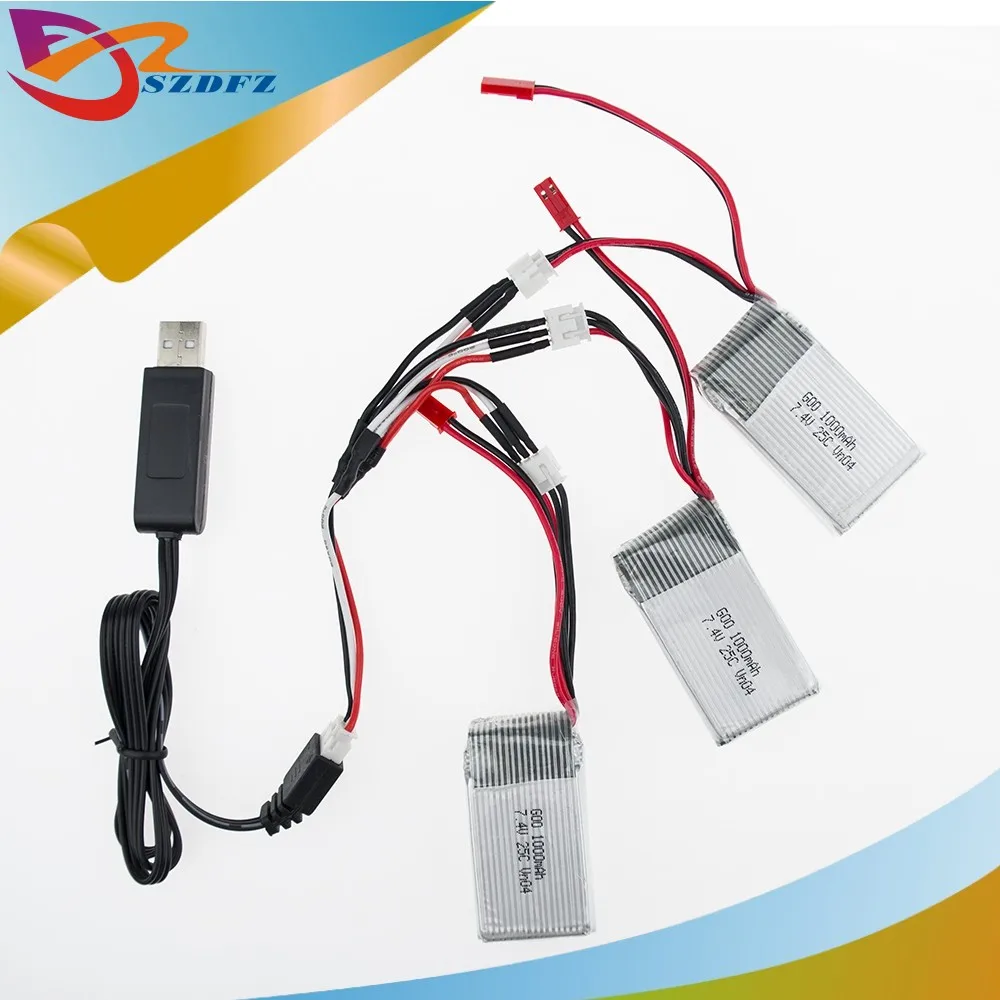 Зарядное устройство USB 1to3 Сплит кабель 2017 Лидер продаж 7.4 В 1000 мАч 25c WLtoys V912 v915