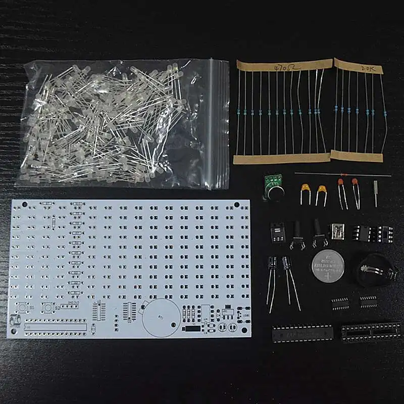 160 шт. Led DIY FFT1625 цифровые часы музыкальный спектр электронный комплект с температурным дисплеем с корпусом 5 цветов