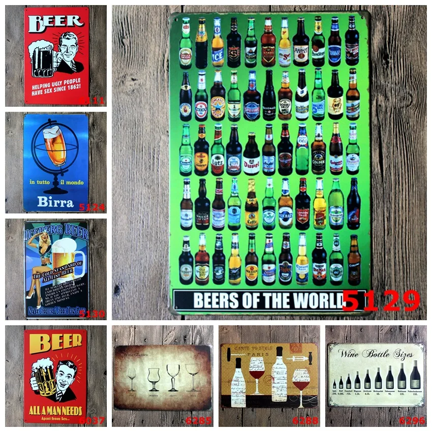 Винтажный пивной бар Cerveja кафе винтажный домашний декор металлическая картина