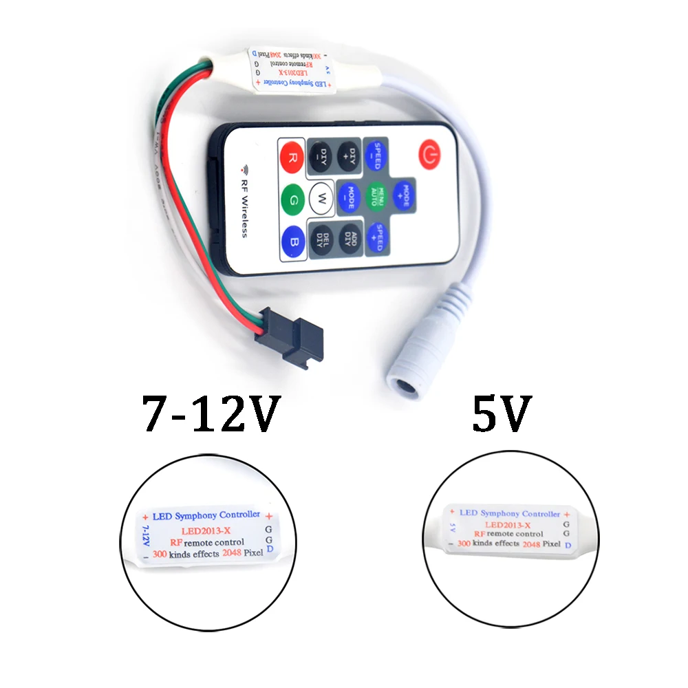 

RGB-контроллер для светодиодных лент WS2812B WS2811, 12 в пост. Тока, 300 эффектов