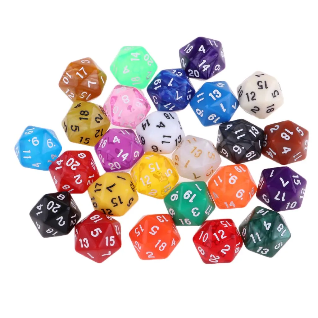 25 шт световые многогранные D20 кости для игры в трпг случайный цвет|Кубики| |
