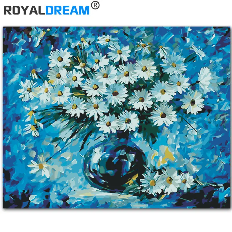 ROYALDREAM Блюз маленькие маргаритки Diy Цифровая живопись по номерам Современная