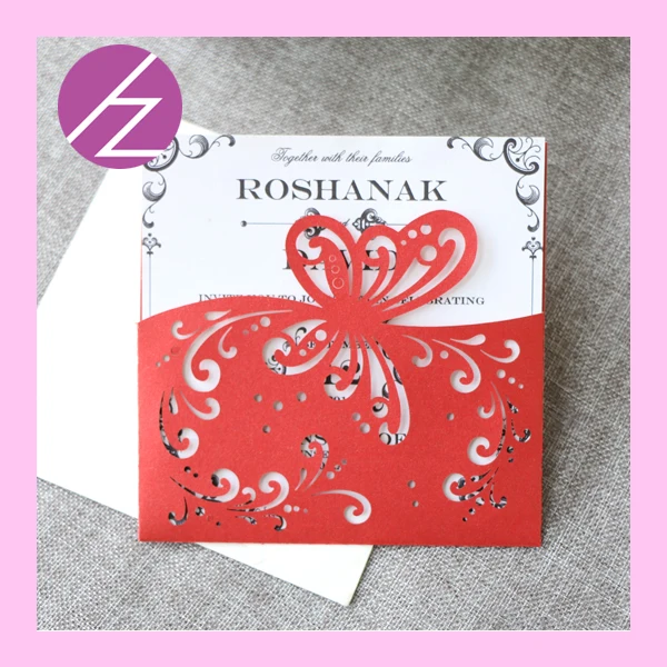 

30psc/lot Dark Purple 2017 Unique Butterfly Pocket Design wedding invitations card business invitations Birthday Party Decor