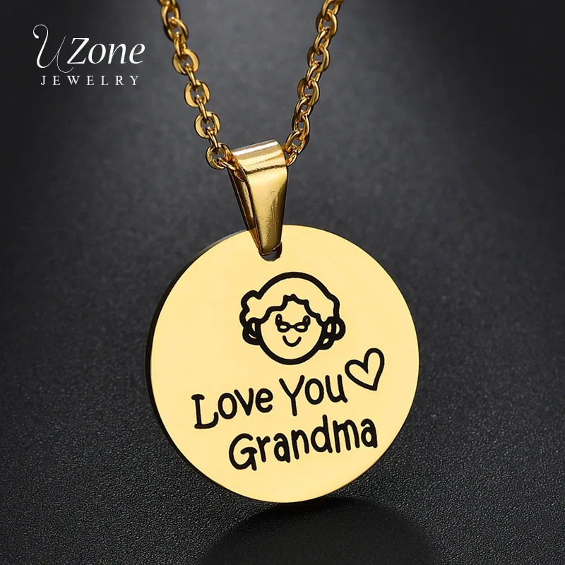 UZone нержавеющая сталь Love You подвеска для бабушки ожерелье с сердцем семейные