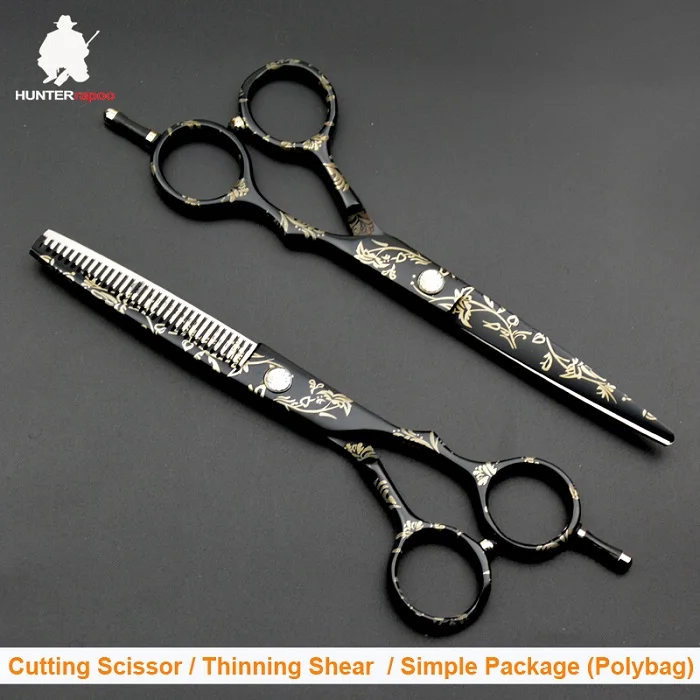 5 5 inch scissors Скидка 40% на HUNTERrapoo 5,5 дюймов HT9140 Парикмахерские ножницы комплект для стрижки волос ножницы и филировочные ножницы для парикмахерской триммер клипер - Цвет: 5 5 inch scissors
