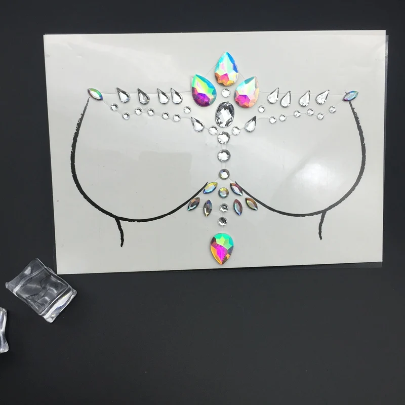 Яркий Pulaqi Кристалл грудь лицо 3D наклейки Bling DIY вечерние самоклеящиеся стразы для глаз грудь ювелирные аксессуары художественные наклейки F - Цвет: Яркий