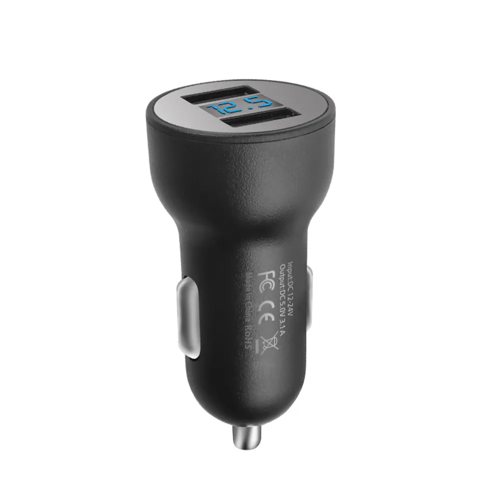 Автомобильный мини прикуриватель Kongyide с двумя USB портами и ЖК дисплеем 12 24 В 2 1