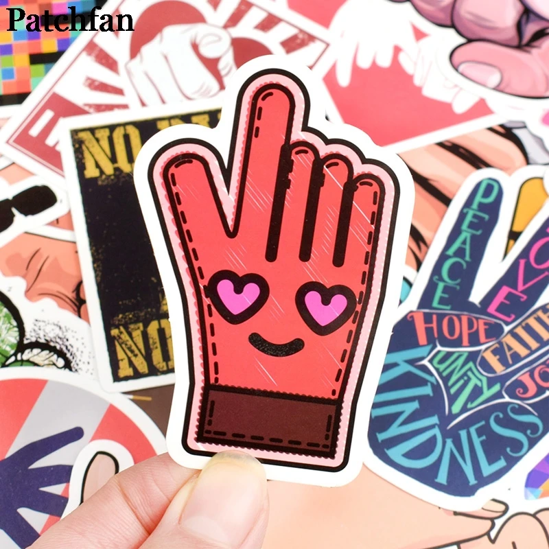 Patchfan 50 шт. забавные жесты забавные ПВХ наклейки для diy украшения дома Скрапбукинг багаж скейтборд ноутбук настенная гитара A2058