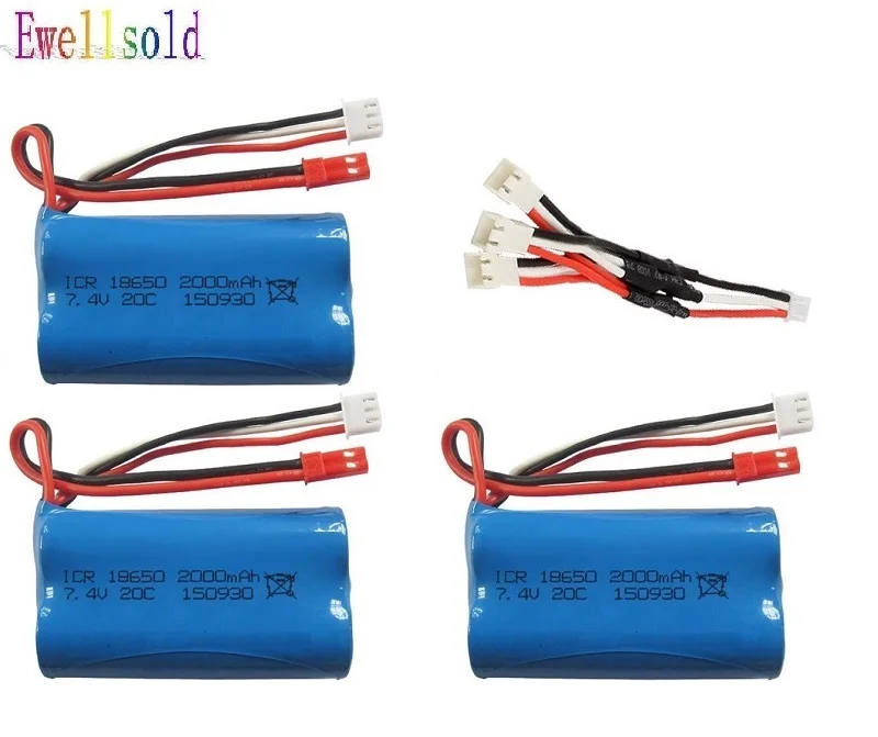 Ewellsell 7 4 V 2000Mah Li-ionbattery JST plug для F45 f645 WL912 HQ955 956 957 Запчасти радиоуправляемого