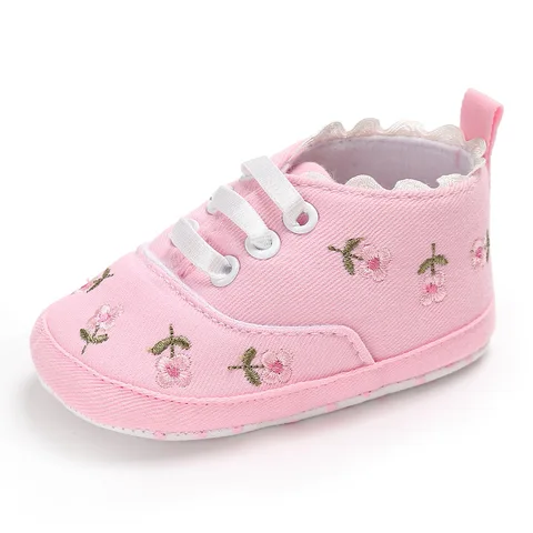 Туфли для маленьких девочек Ne'w с вышивкой и цветами, мягкая хлопковая обувь для малышей, детская кроватка, нескользящая подошва для первых шагов