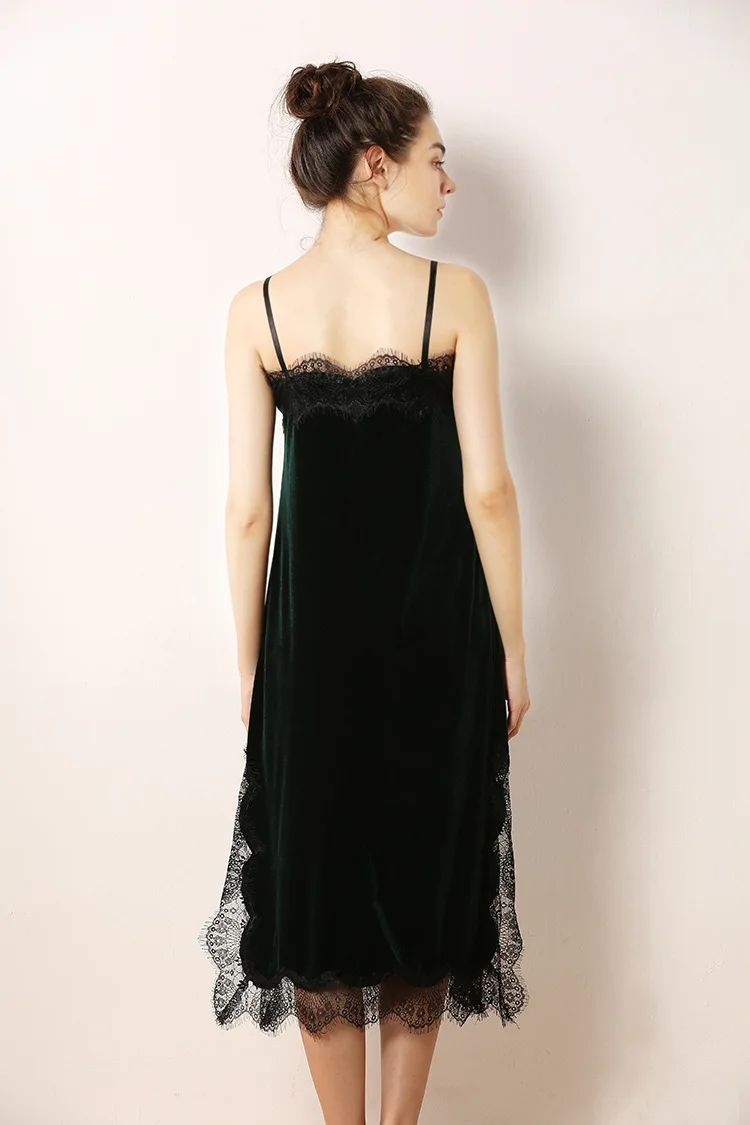 

Fdfklak M-XXL Plus Size Women Night Dress Sexy Sleepwear Lace Lingerie Nightgown Sleeping Dress Summer Velvet Long Nightgowns