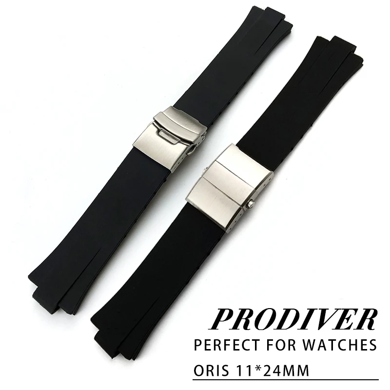 

24mm x 11mm Silicone Rubber Watch Strap High Quality Waterproof Watch Belt Suitable for Oris Wrist Watch Accessories for men