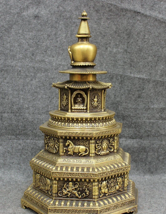 16 &quotКитайский чистый Бронзовый благоприятный Великий 4 Небесные короли статуя