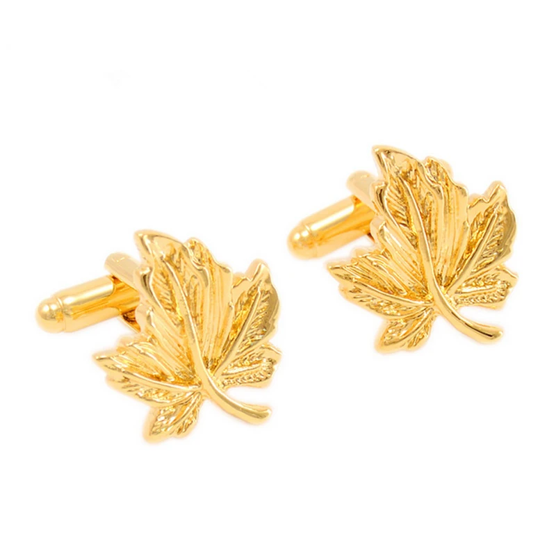 

FLEXFIL Luxury HOT shirt cufflinks for mens Brand cuff button cuff links High Quality Gold Leaves gemelos abotoaduras Jewelry