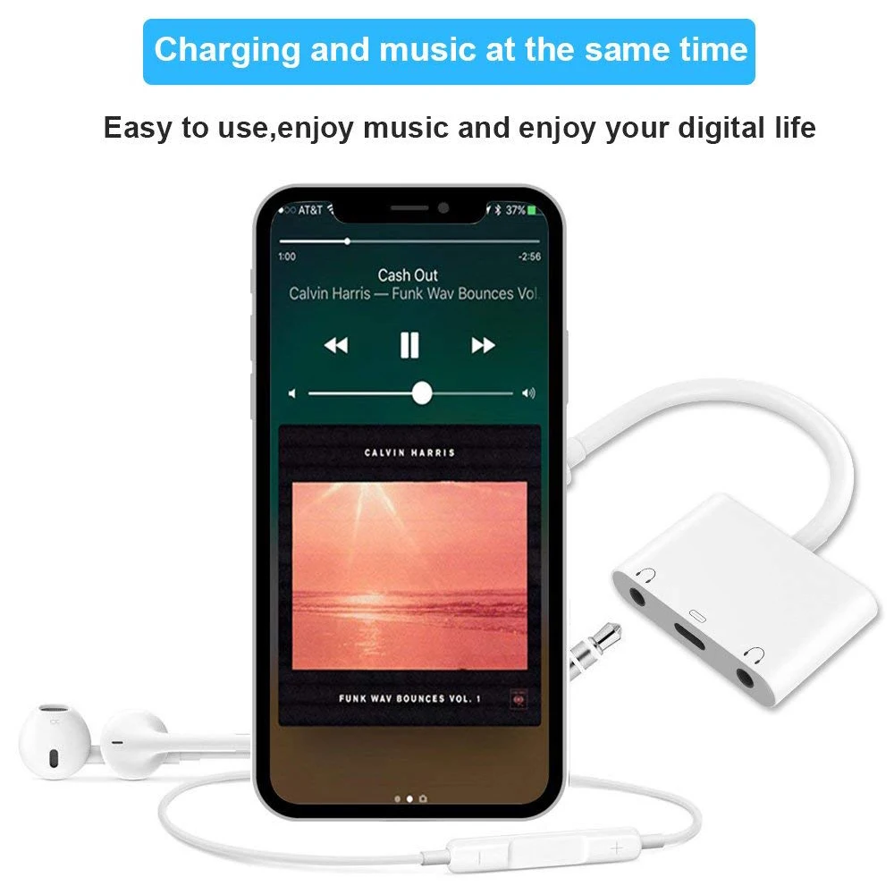 VRURC аудио Зарядное устройство адаптер для Apple Lightning to 3 5 мм двойной наушников iPhone X 8