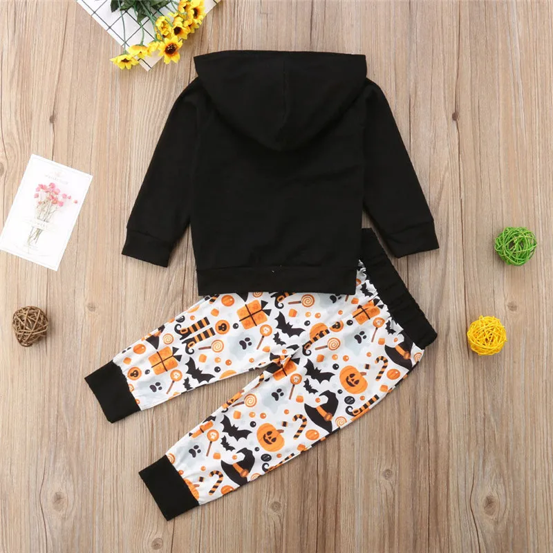 Halloween Infant Baby Boy Girl Hoodies Set Tops+Pants Pumpkin&ampGhost Outfit Newborn Clothes Cotton Regular Sets | Детская одежда и