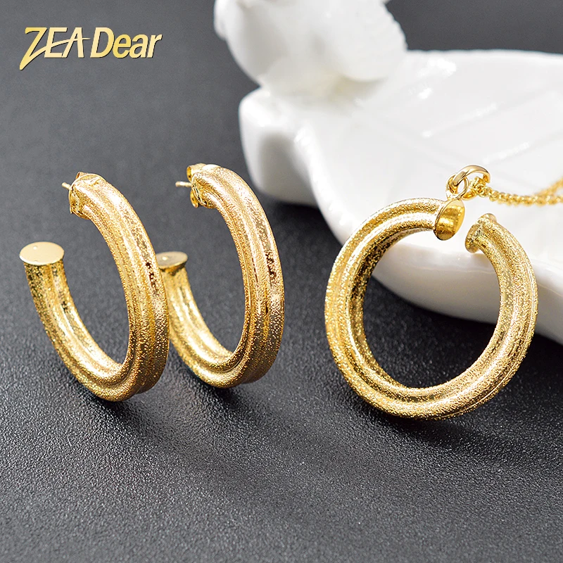 

ZEA Dear Jewelry Ethnic Jewelry Findings Copper Jewelry Set For Women Earrings Necklace Pendant For Wedding Round Jewelry Gift