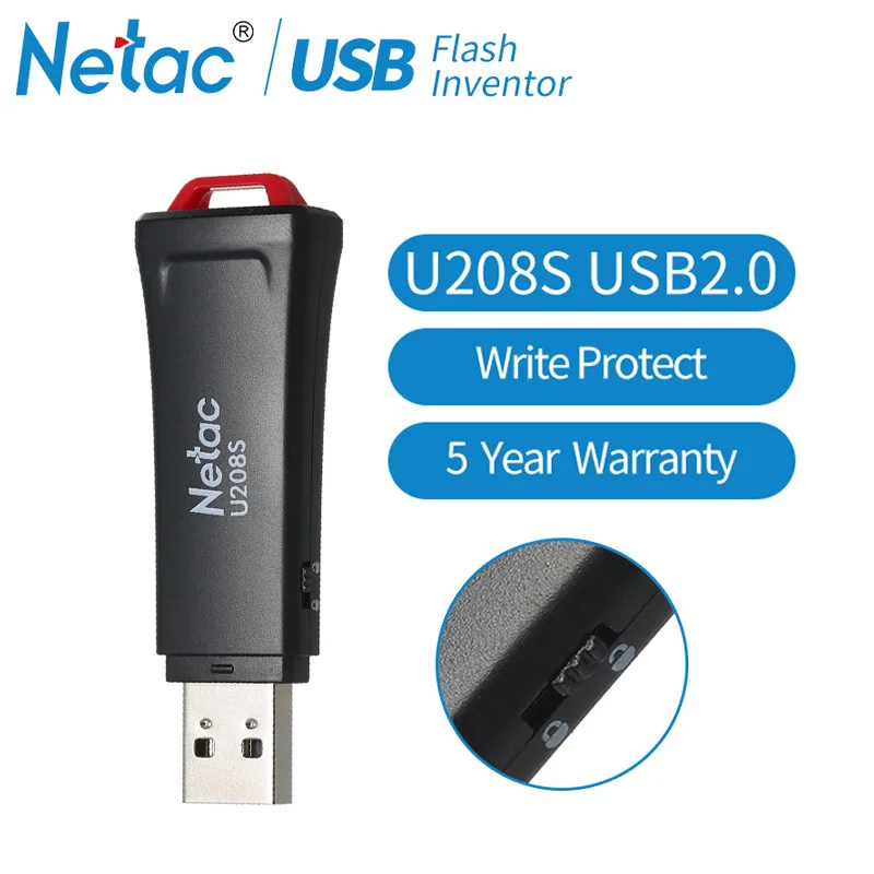 U208S USB 2.0 Netac USB флеш-накопитель 8 Гб 16 32 64 ГБ USB 2,0 3,0 флеш-накопитель 16 ГБ 32 ГБ 64 ГБ флеш-накопитель для ноутбука - Цвет: U208S USB 2.0