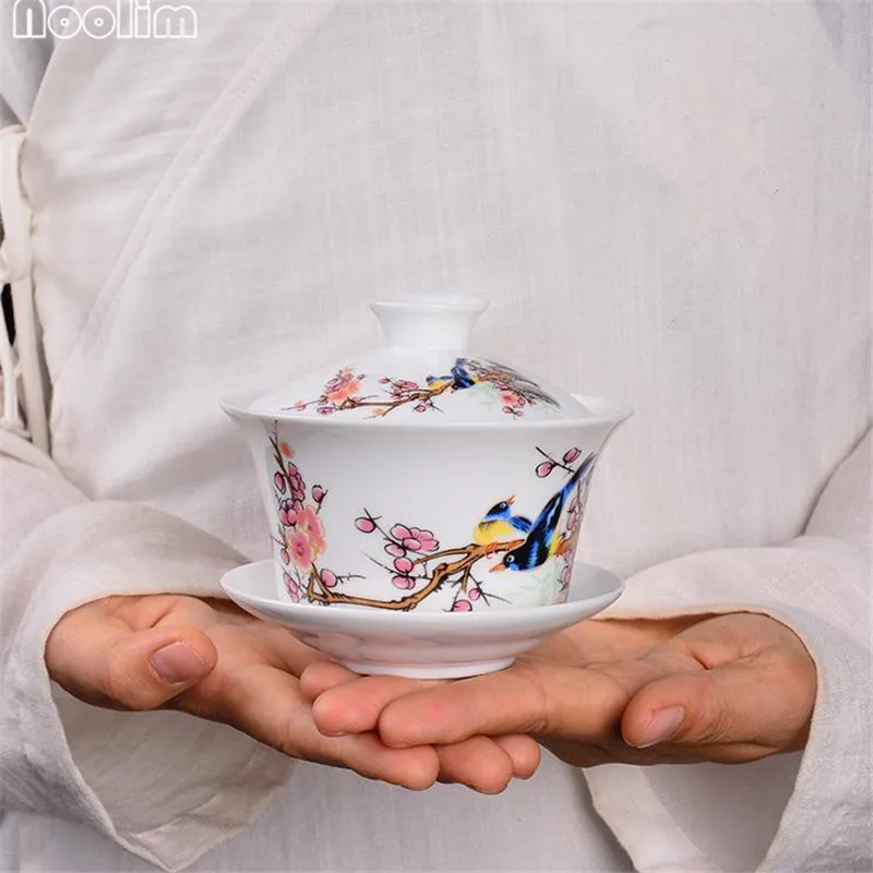 Керамические расписанные вручную чайные чашки Gaiwan, китайские чайные чашки Kong Fu, чайная посуда, аксессуары, домашний чайный набор, посуда для напитков