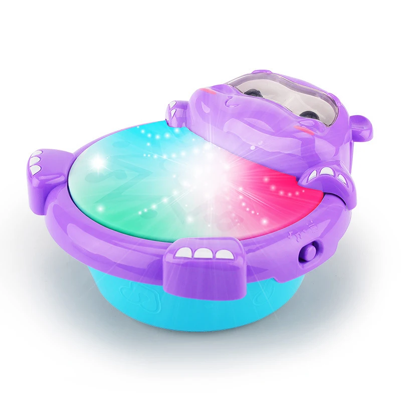 Electric Music Hand Drum Toy Baby Early Education Toys Child DIY Light Pat Drums Cute Hippo Kids Musical Instruments Game Gifts | Игрушки и