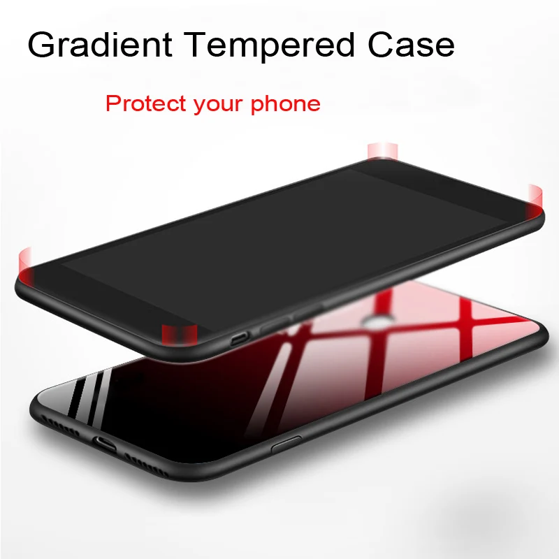 Чехол из закаленного стекла для OPPO Reno задняя крышка с градиентом цвета мягкий