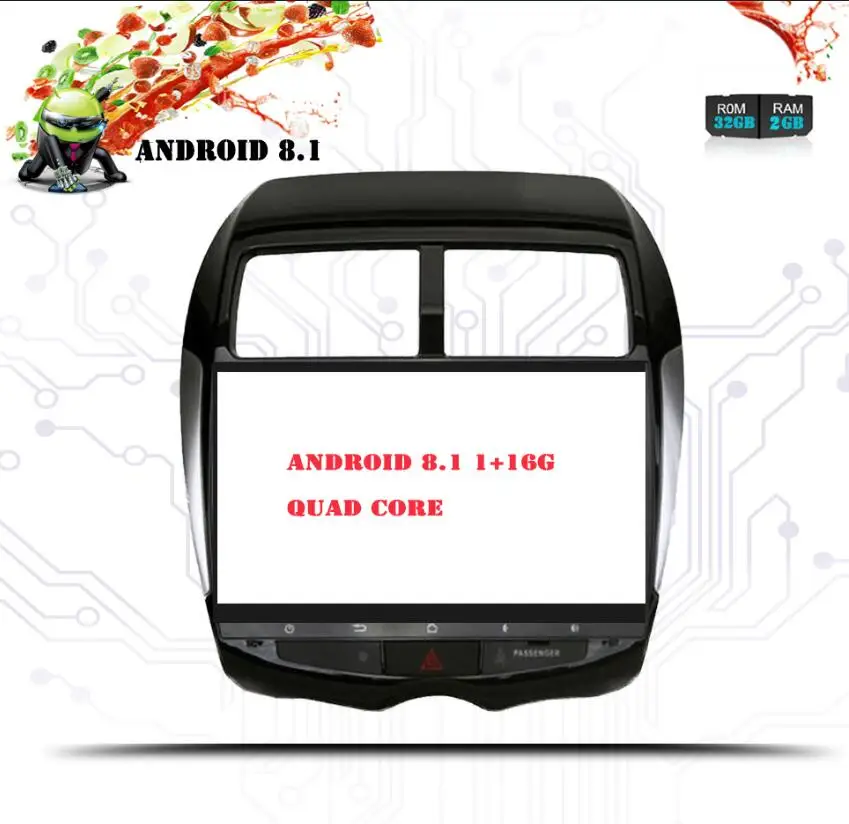 Android 8.1 1G 16G Ips Восьмиядерный Android автомобильный dvd для Mitsubishi ASX 2010- с gps-навигацией Радио Видео автомобильный стерео Мультимедийный Плеер - Цвет: Android 8.1 1G 16G