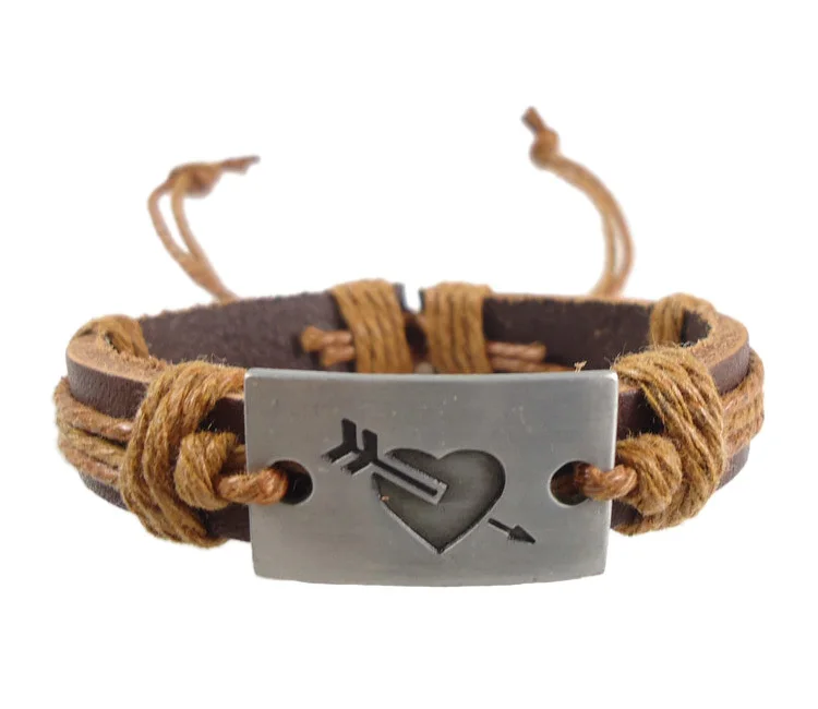 Модный винтажный браслет ручной работы из натуральной кожи с подвеской в виде