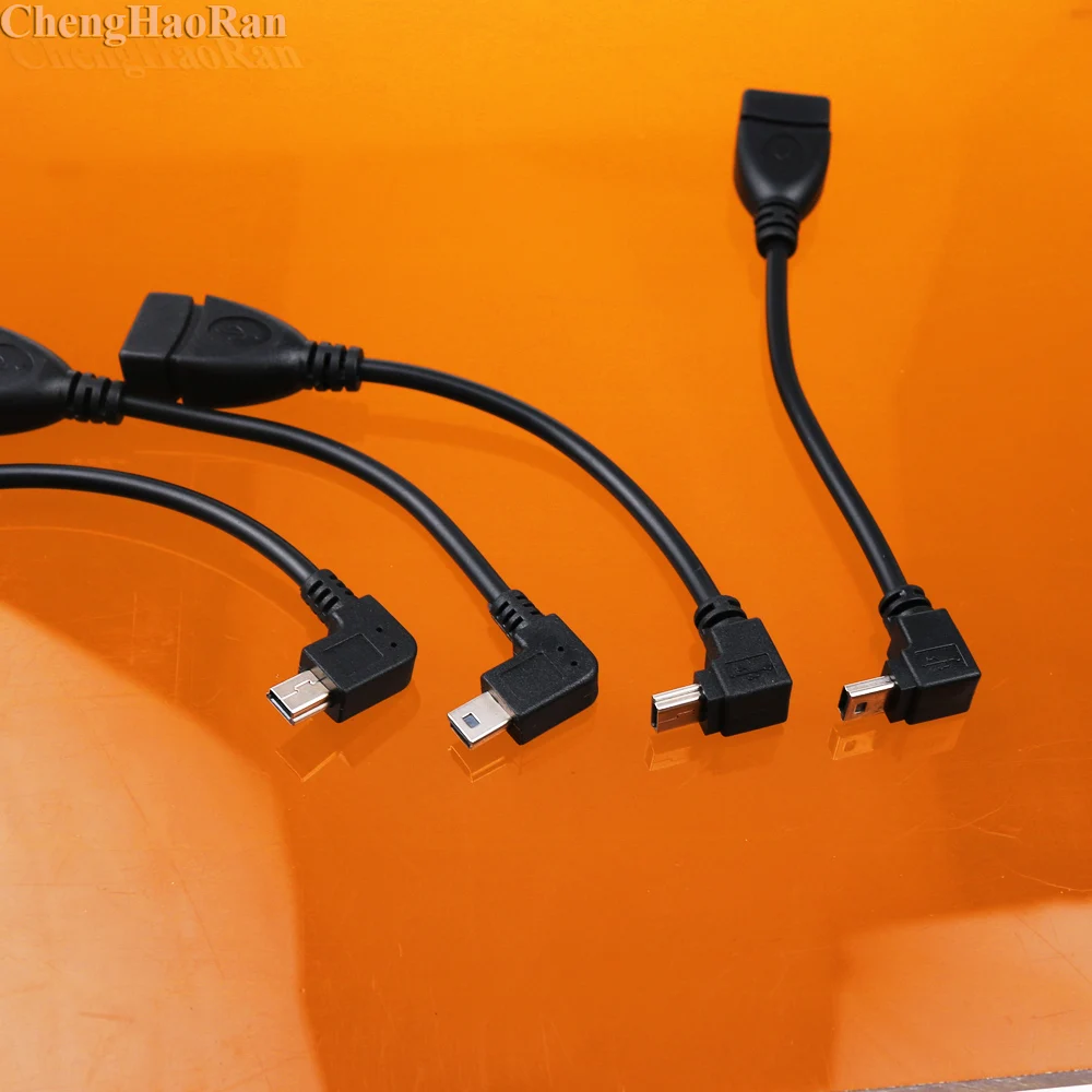 ChengHaoRan 30 шт./лот Лучшая цена 90 градусов правый угол USB хост кабель mini A male to female OTG