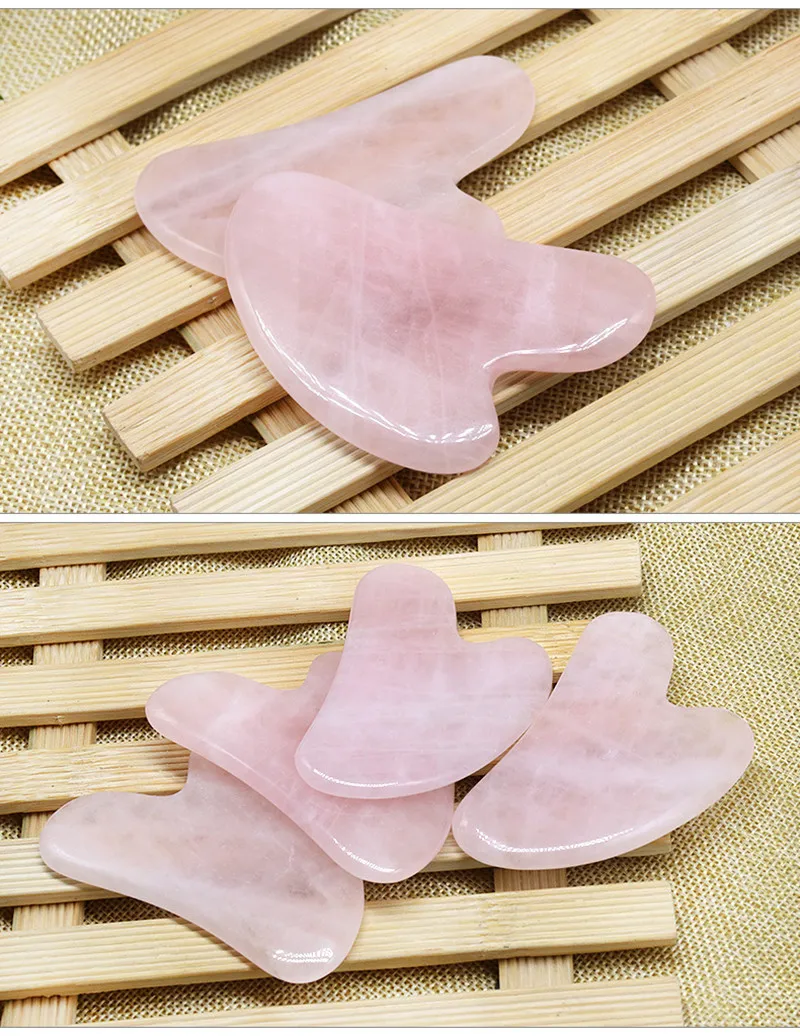 Натуральный розовый кварц Gua Sha доска розовый нефрит камень для тела лицевой глаз соскабливание пластины акупунктурный массаж Релаксация забота о здоровье