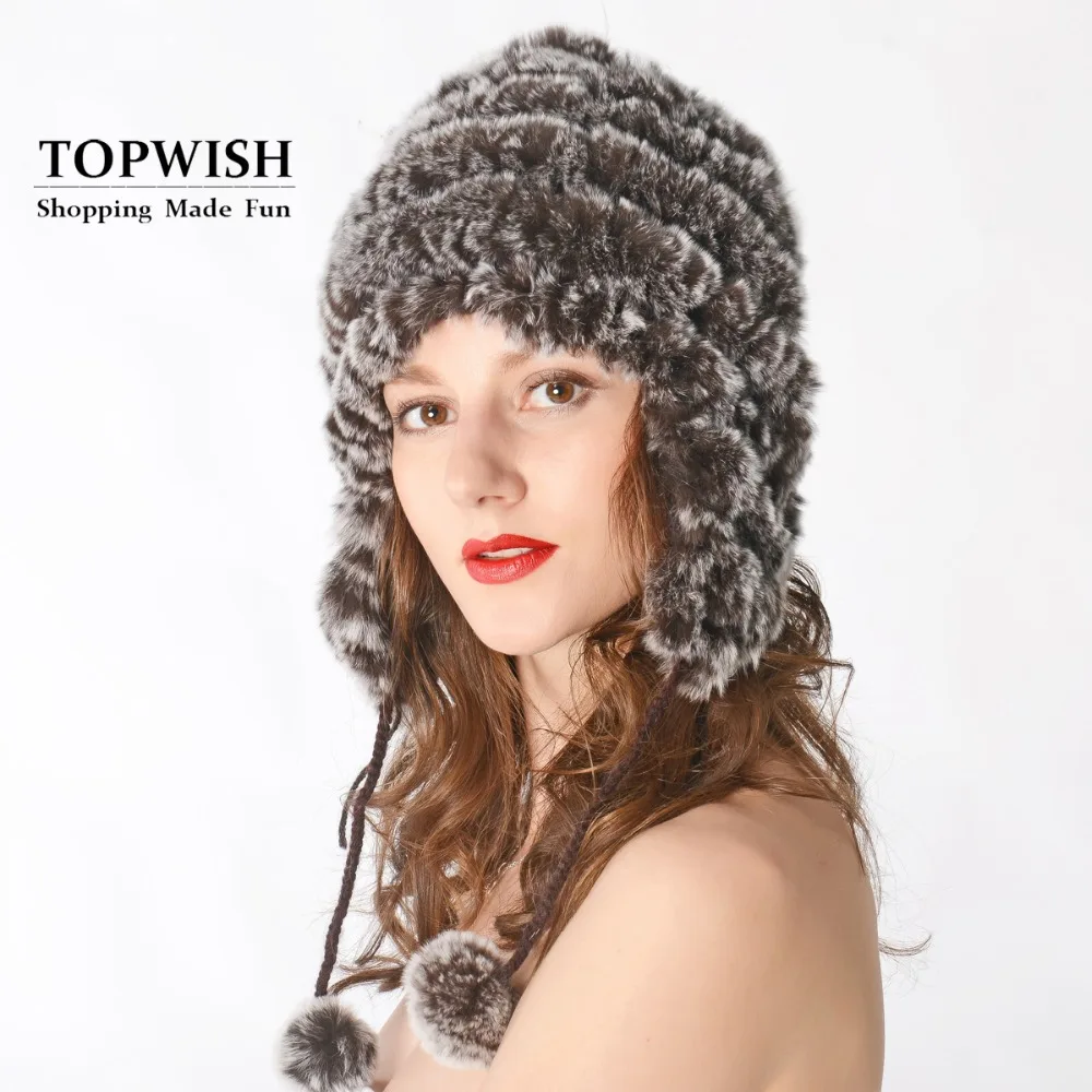 Новинка женская зимняя теплая шапка из натурального кроличьего меха головной