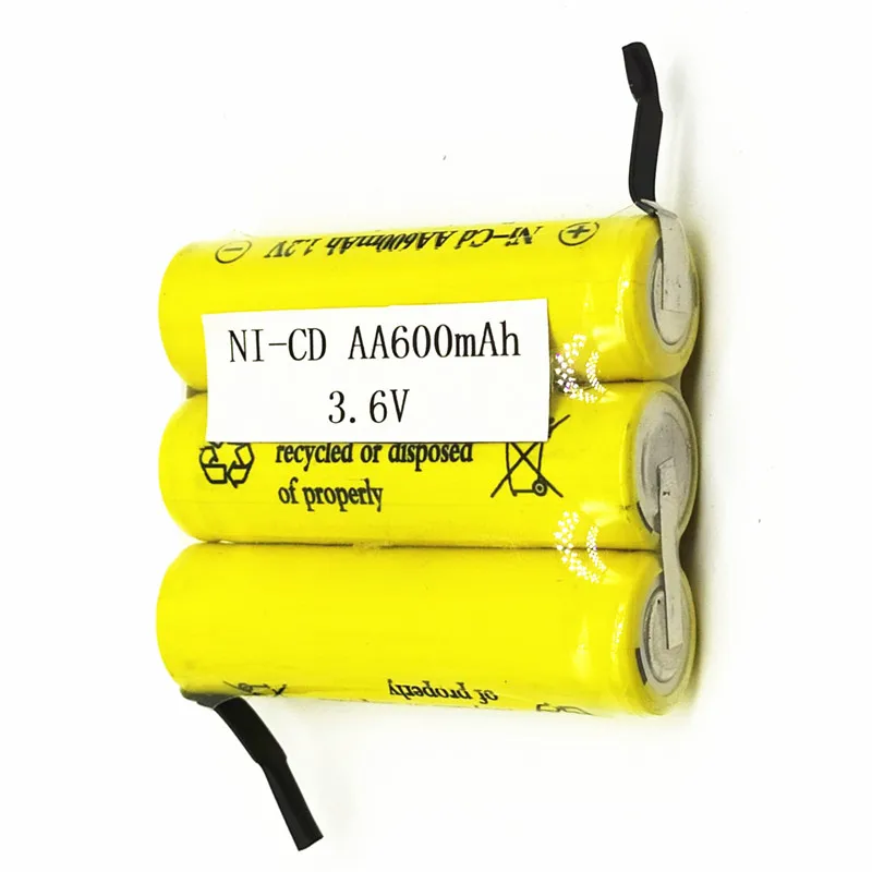 DIY 600 мАч никелевая-кадмиевая АА Батарея NI-CD 1,2 V 2,4 V 3,6 V 4,8 V 2A перезаряжаемые батареи - Цвет: 3.6V 600MAH