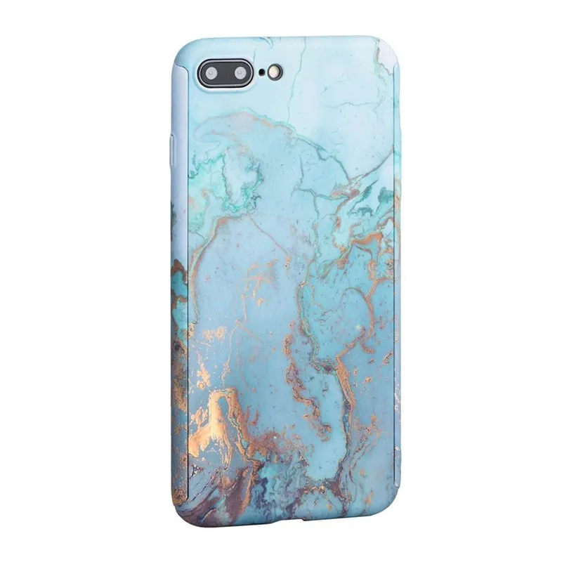 New 12 FTAIDKJ 360 градусов Полная защита тела мраморный камень PC чехол для iphone SE чехол зеленый лист Capa для iphone X 7 6 6S 8 Plus 5 5S - Цвет: New 12