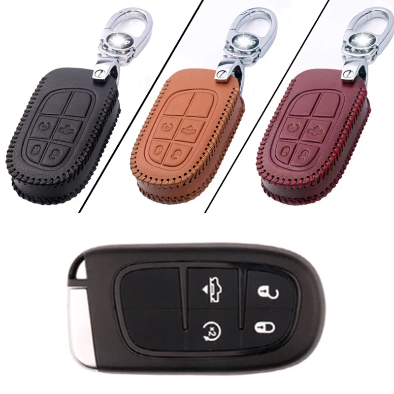 Кожаный чехол брелок с 4 кнопками для дистанционного ключа Dodge серии C|leather key fob