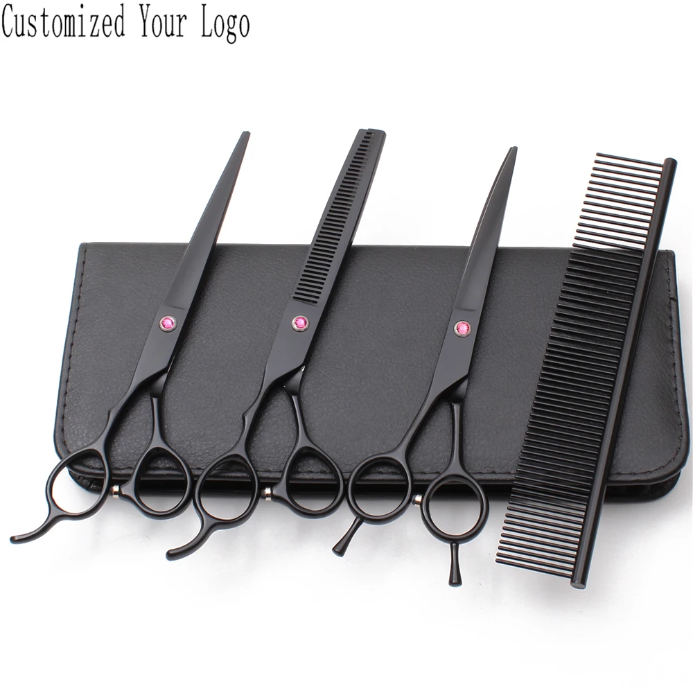 Suit Left-Hand 7&quot Stainless Customize Logo Puppy Scissors Straight Shears Thinning Pets Dog Grooming Kit C3006 | Красота и