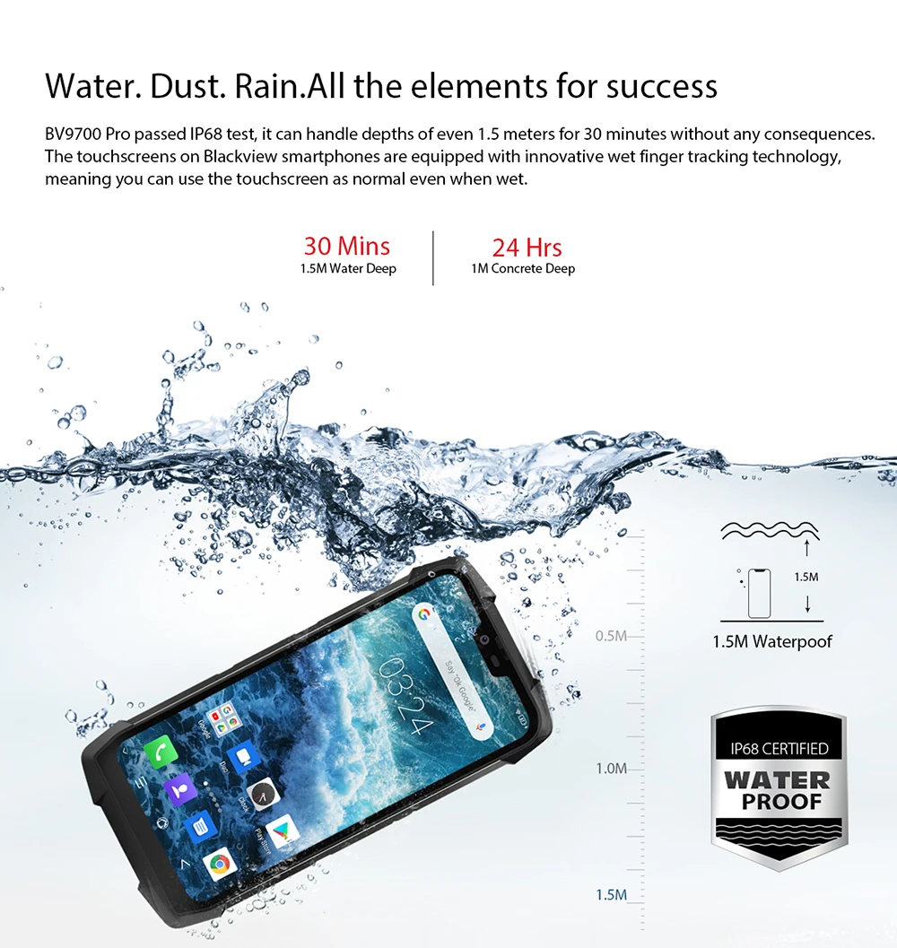 Blackview BV9700 Pro Helio P70 6 ГБ + 128 Гб IP68 Водонепроницаемый мобильный телефон 5 84 "19:9 FHD