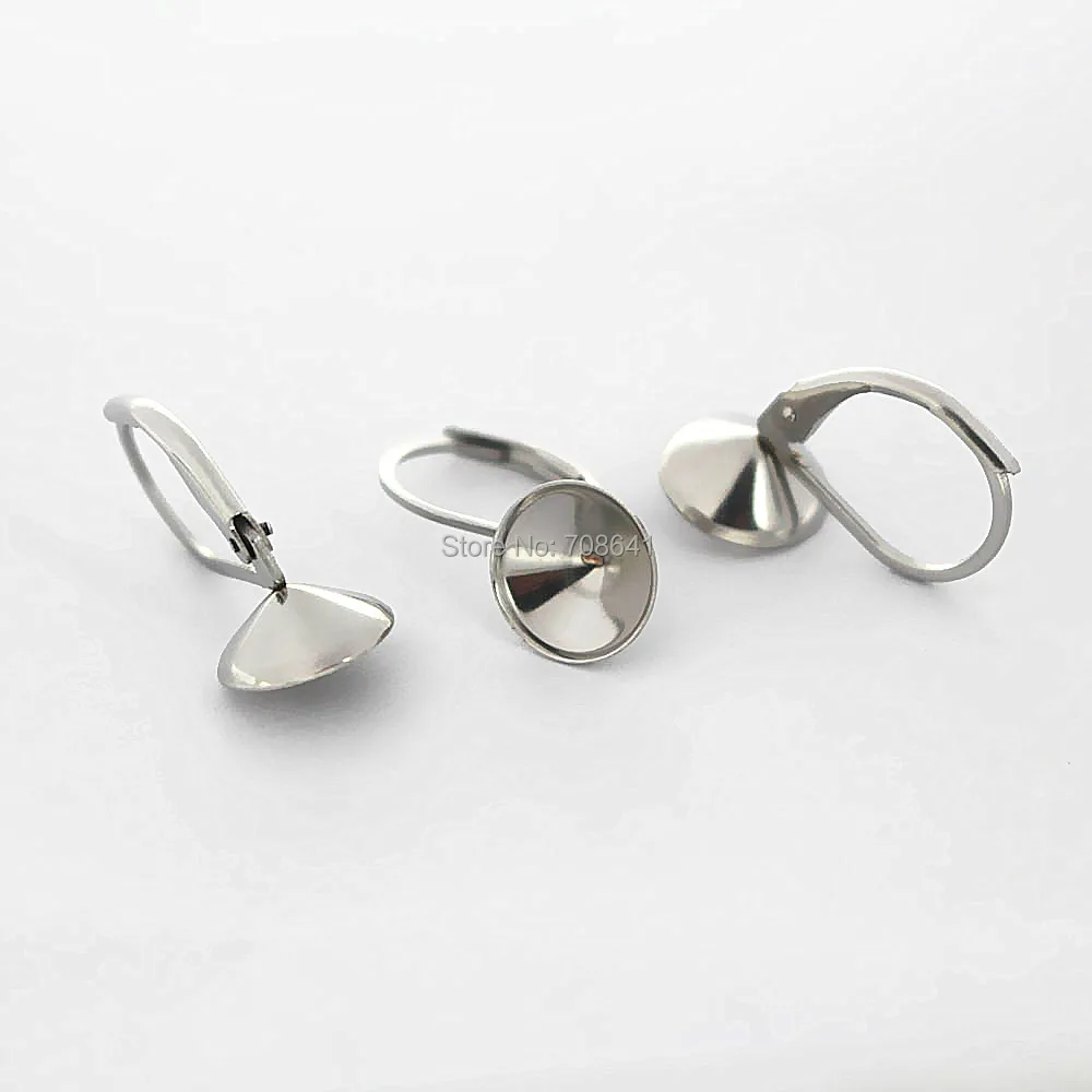 Клипсы из нержавеющей стали набор серег крючков 8 мм круглая рамка камень Rivoli