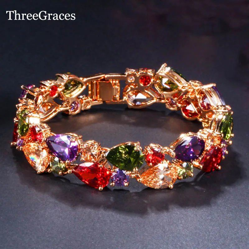 ThreeGraces винтажные желтое золото цвет Настройка Красный Фиолетовый Шампанское