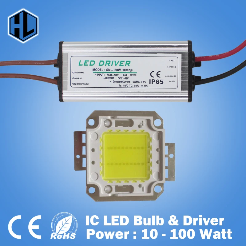 Настоящий (полный) 10 Вт 20 30 50 100 высокомощный светодиодный светильник с чипами