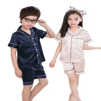 3 12 years children silk pajamas set 2019 summer kids silk fabric pajamas set girls boys sleepwear nightwear pajama home clothes