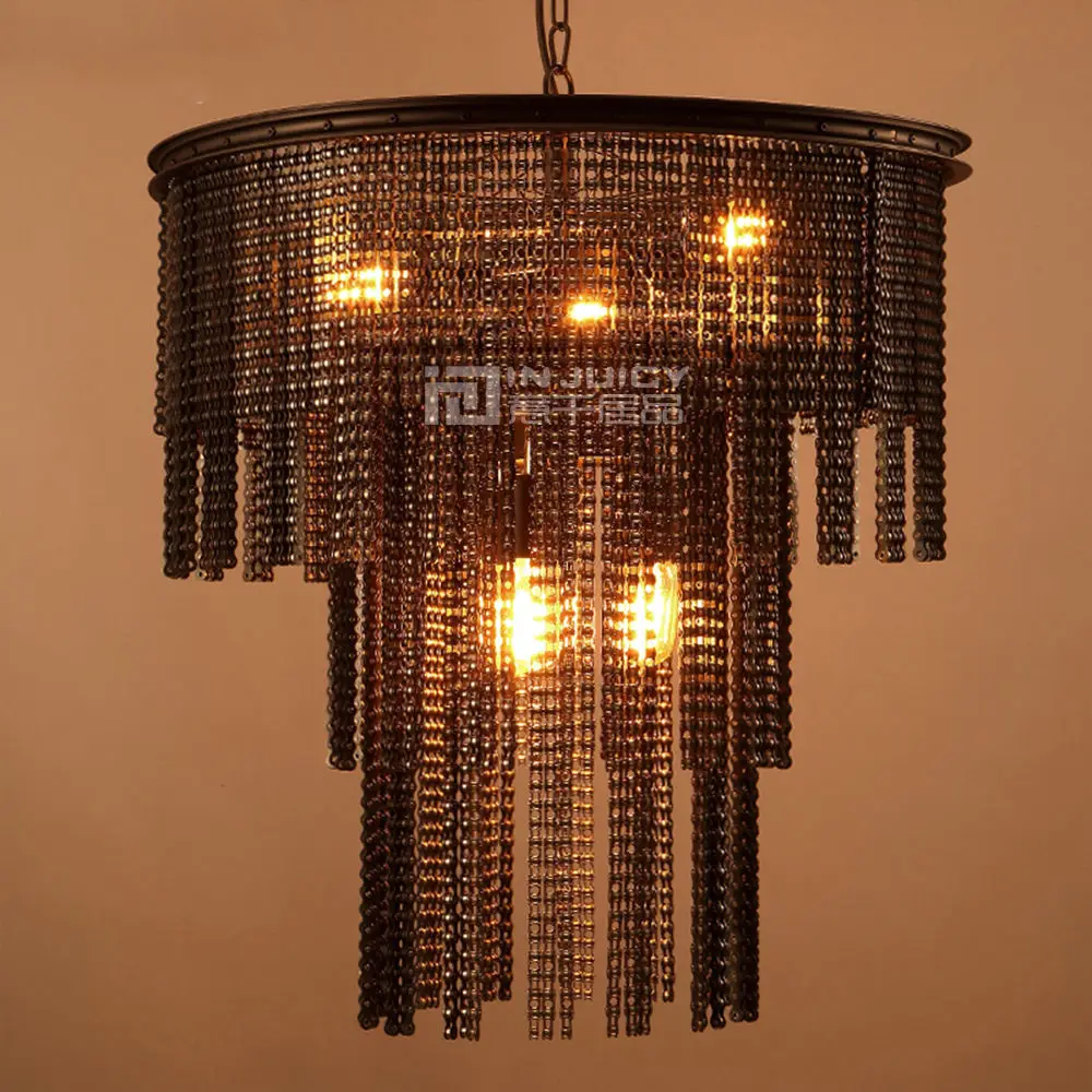 

Vintage Industrial E27 LED Metal Chain Loft Corridor Cafe Bar Store Bedroom Lamp Chandelier Light Hotel Droplight Lighting Decor