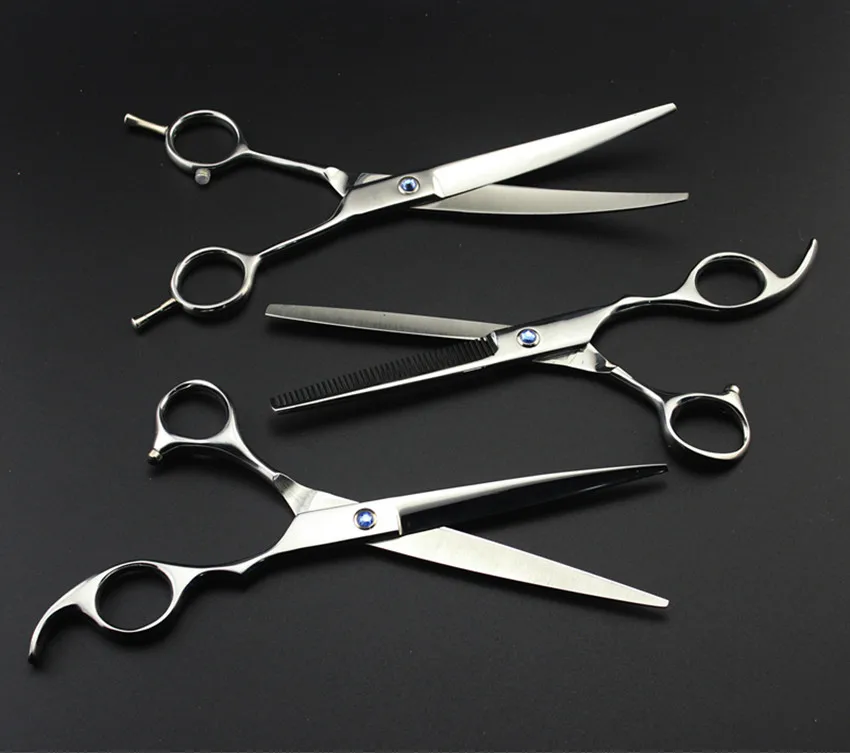 Custom Logo 4 kits pet 7 inch shears dog grooming hair scissors set cutting thinning curved barber clipper hairdressing | Красота и