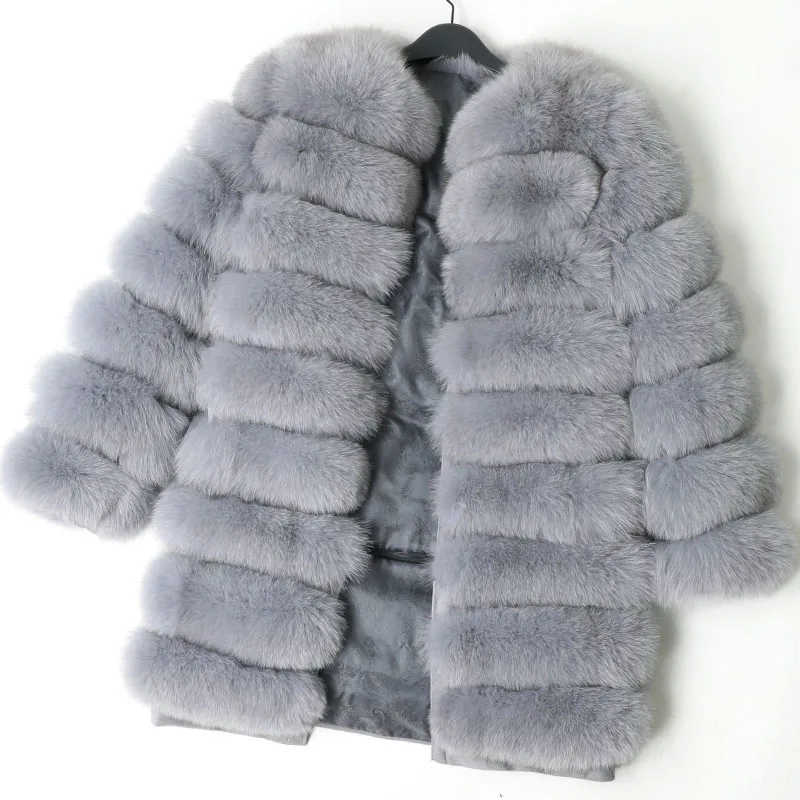 long coat-4 Maomaokong, Женское пальто из натурального меха лисы, зимняя женская куртка, пальто, жилет для девочек, Кожаная Мода - Цвет: long coat-4
